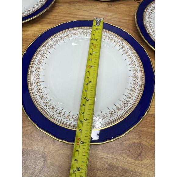 Royal Worcester Regency Royal Blue Fine Bone China Set 83  Royal Worcester Regency Blue & Gold 8” Salad Plates England ~set Of 4
